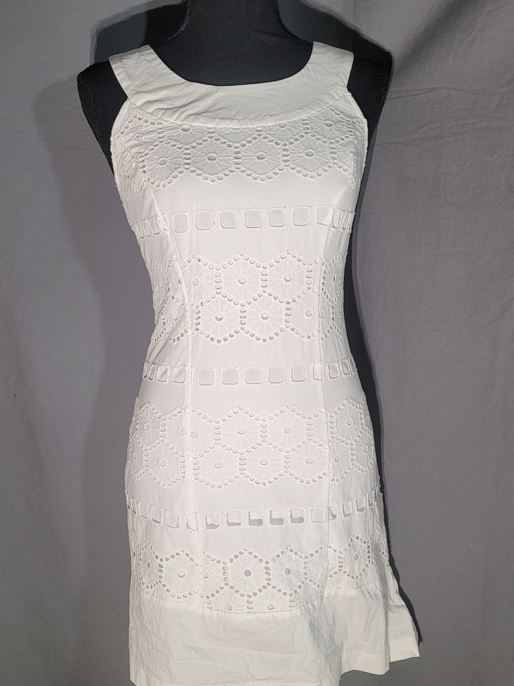 Sequin Hearts White Eyelet Mini Dress